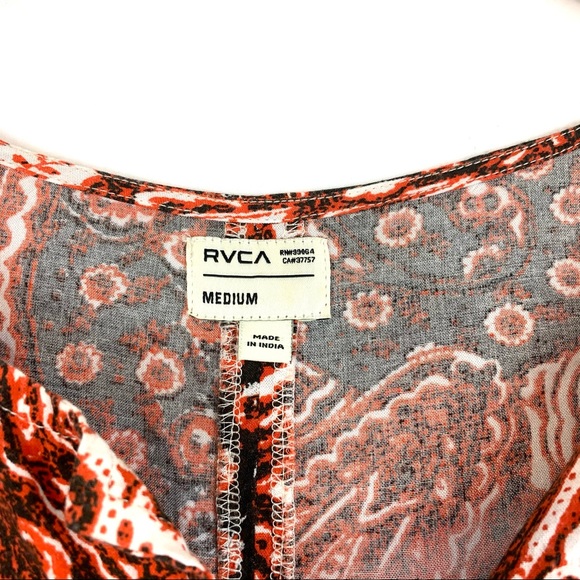 RVCA red paisley print button up shirt medium - Picture 2 of 7